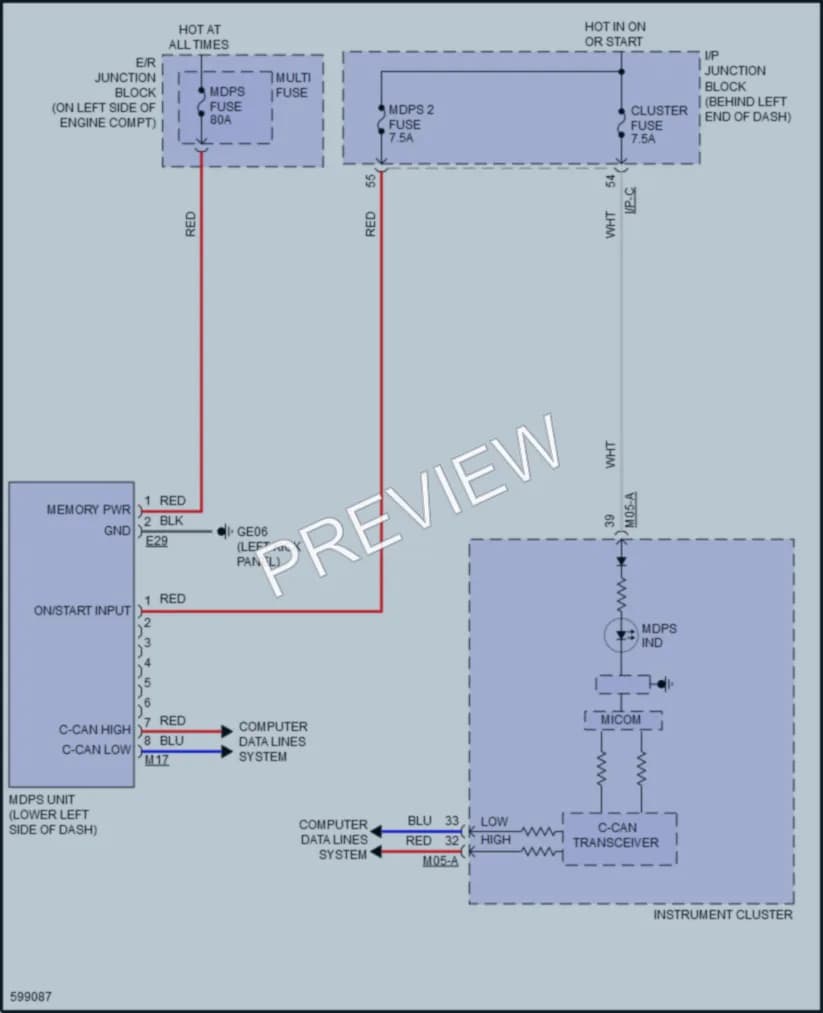 2018 Hyundai Accent Electronic Power Steering wiring diagram preview