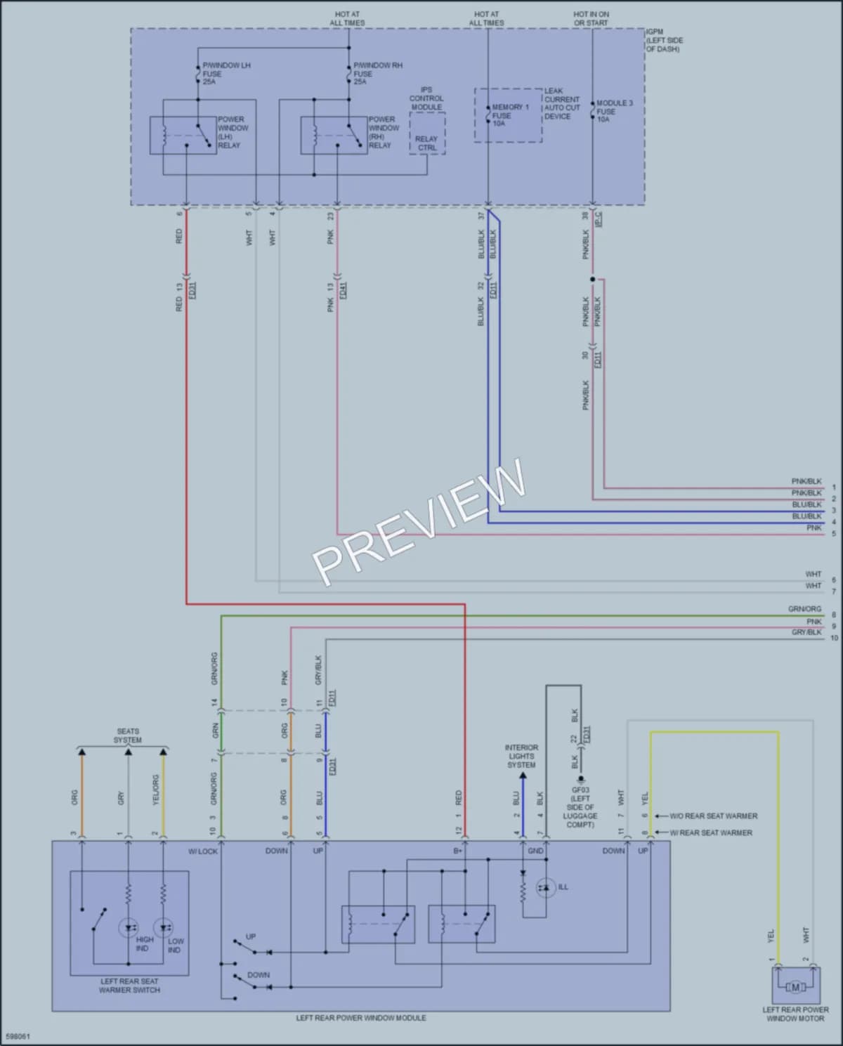 2018 Hyundai IoniqElectric Power Windows wiring diagram preview