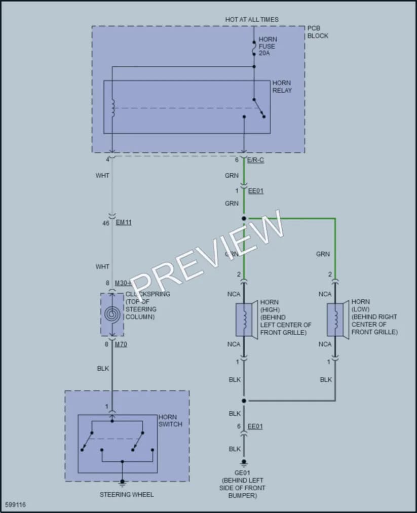 2018 Hyundai IoniqHybrid Horn wiring diagram preview