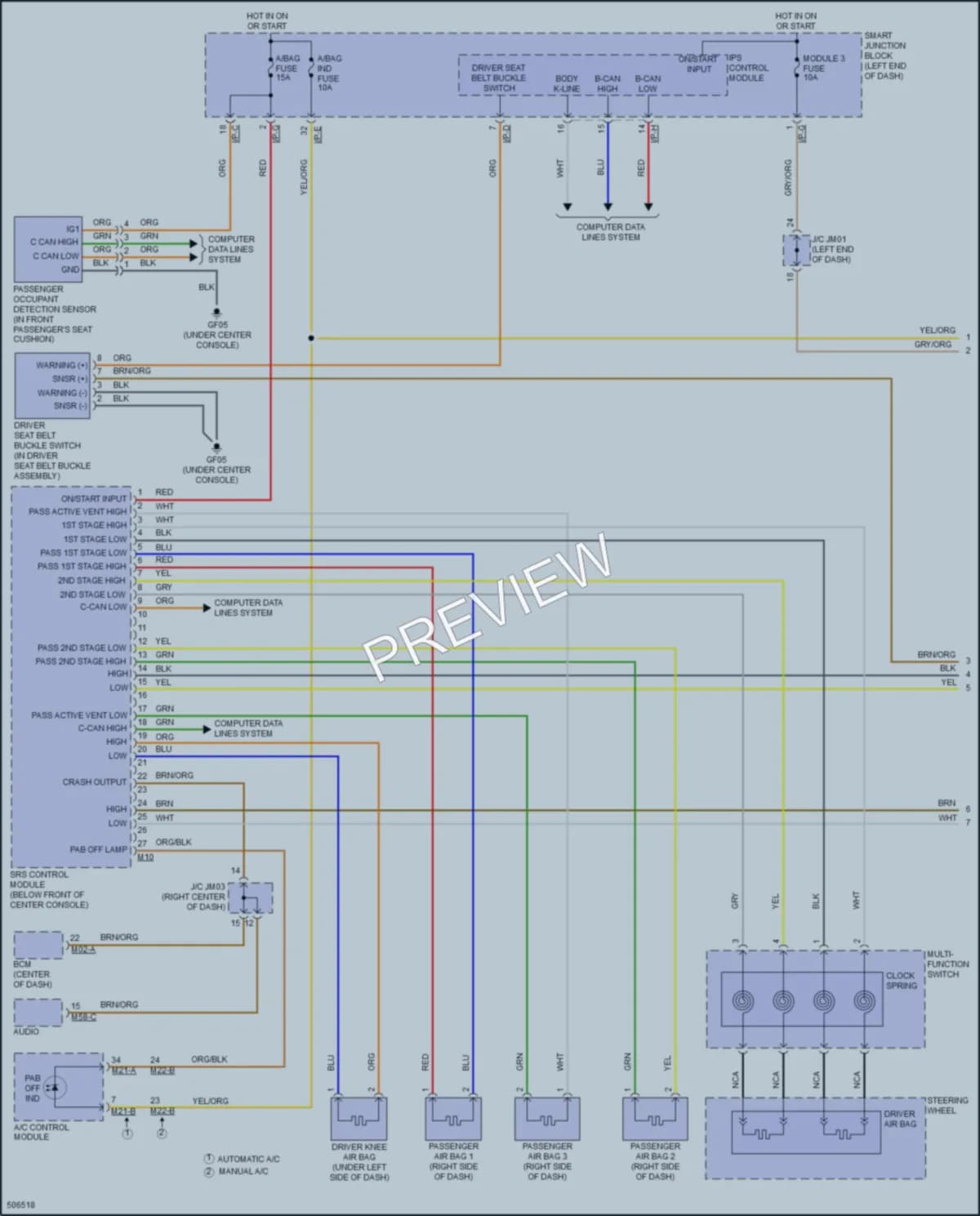 2018 Hyundai SantaFe Supplemental Restraints wiring diagram preview