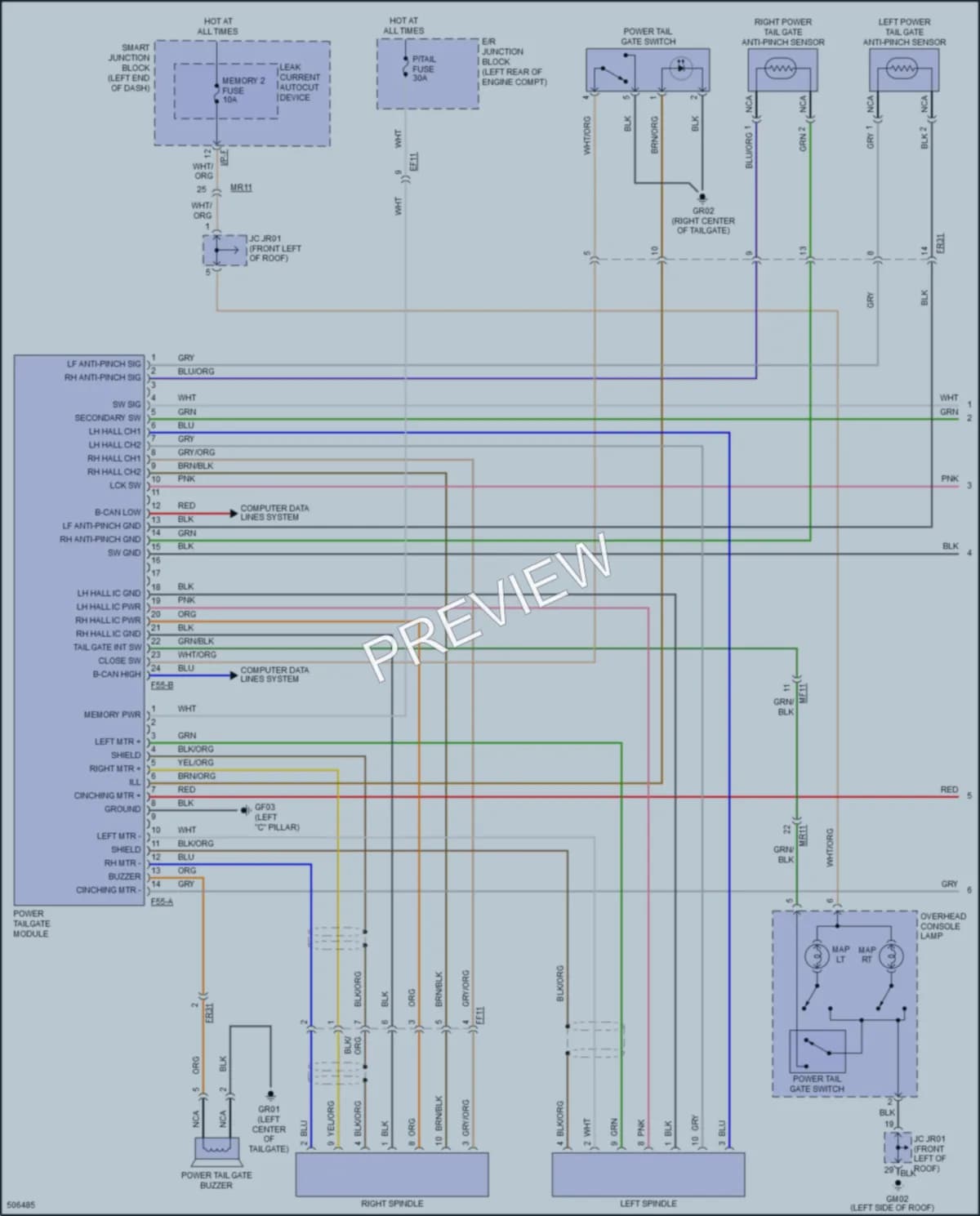 2018 Hyundai SantaFe Trunk Tailgate Fuel Door wiring diagram preview