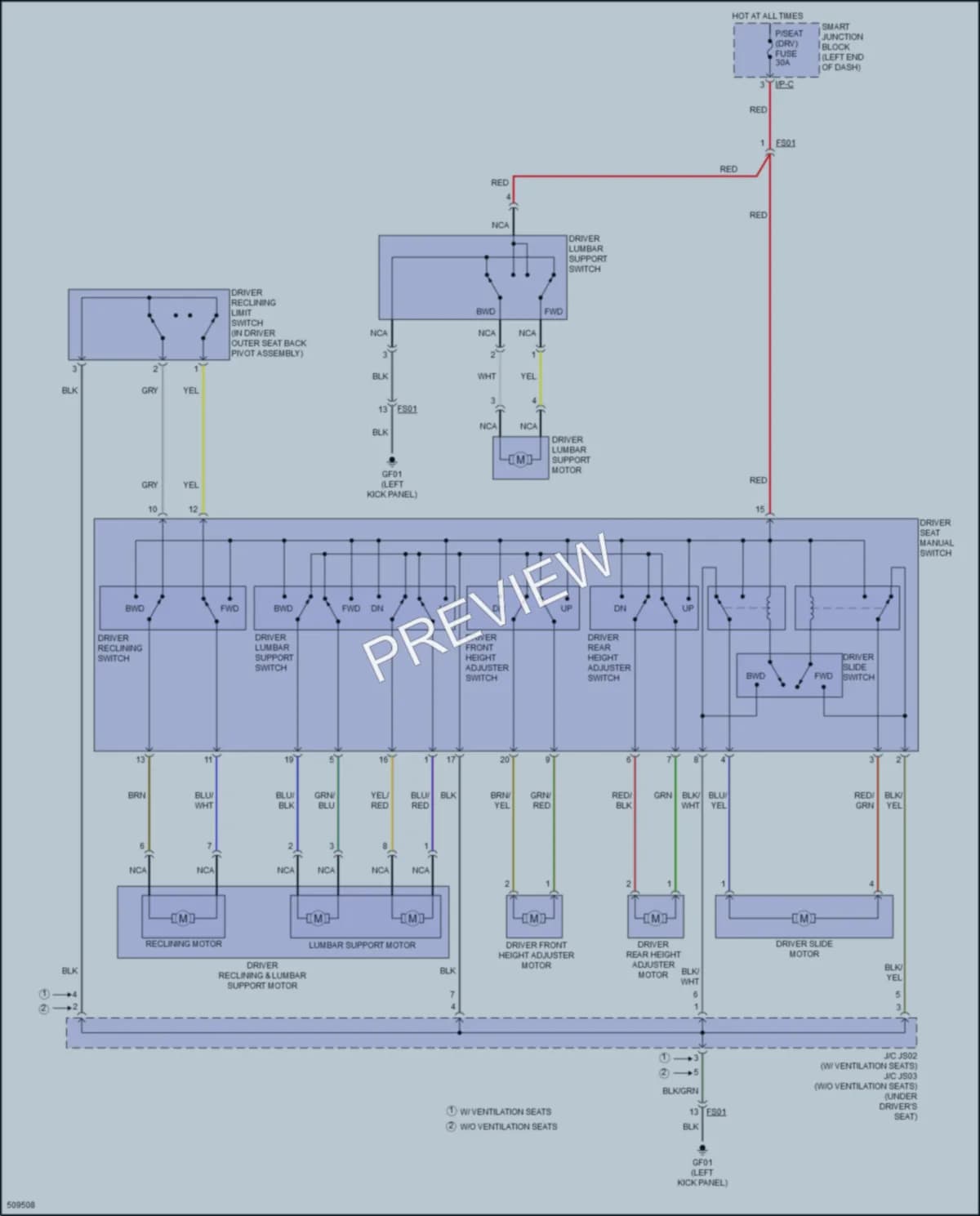 2018 Hyundai SantaFeSport Power Seats wiring diagram preview