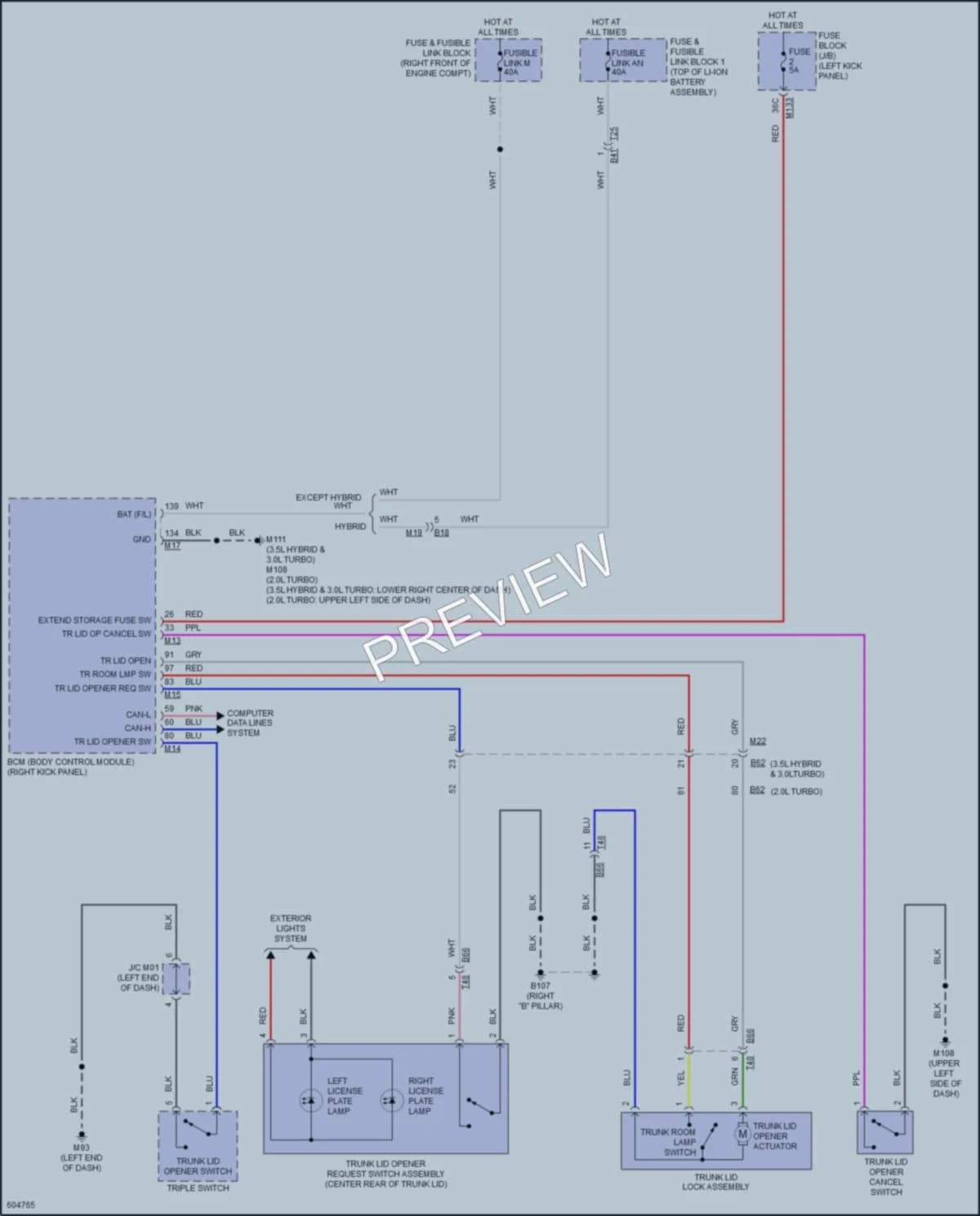 2018 Infiniti Q50 Trunk Tailgate Fuel Door wiring diagram preview