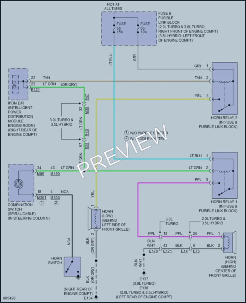 2018 Infiniti Q50Hybrid Horn wiring diagram preview