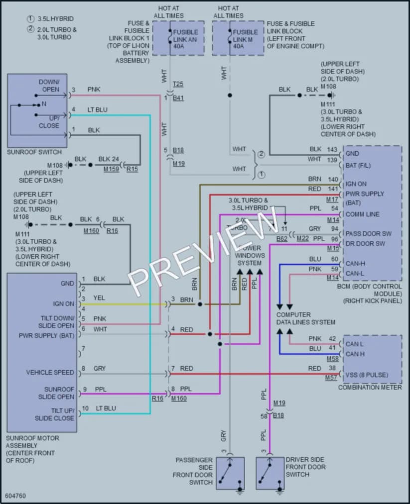 2018 Infiniti Q50Hybrid Power Top Sunroof wiring diagram preview
