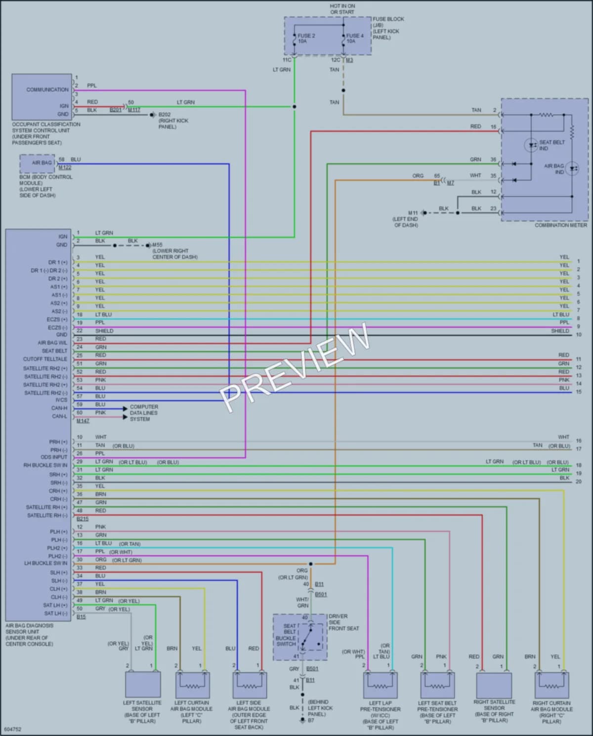 2018 Infiniti Q70 Supplemental Restraints wiring diagram preview