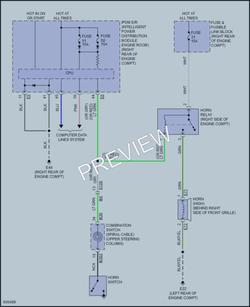 2018 Infiniti Q70Hybrid Horn wiring diagram preview