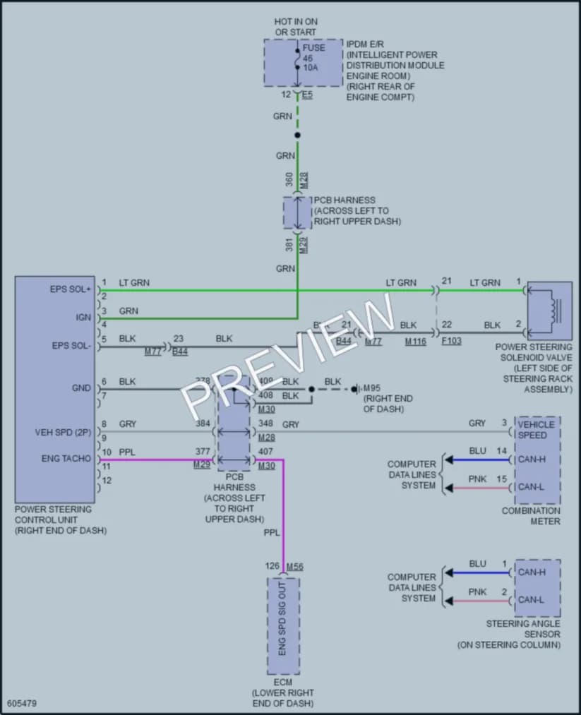2018 Infiniti Q70L Electronic Power Steering wiring diagram preview