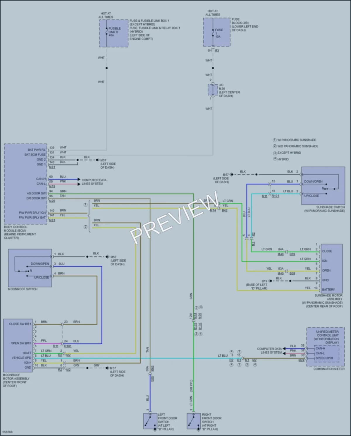 2018 Infiniti QX60 Power Top Sunroof wiring diagram preview