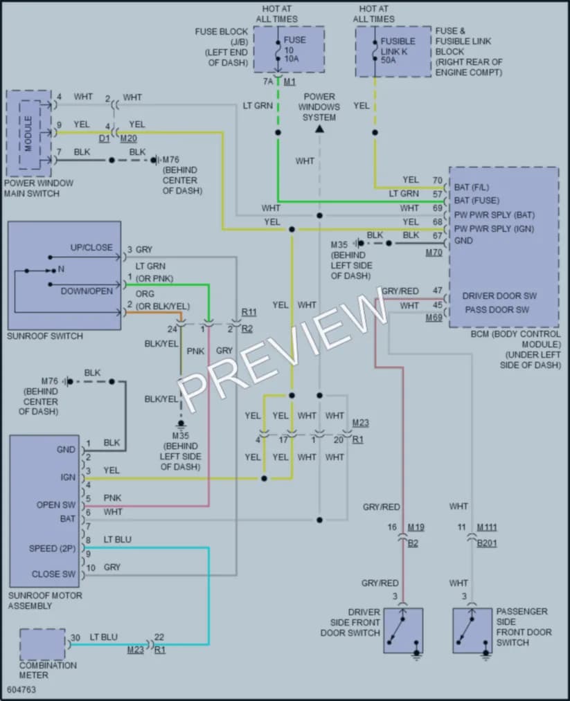 2018 Infiniti QX80 Power Top Sunroof wiring diagram preview