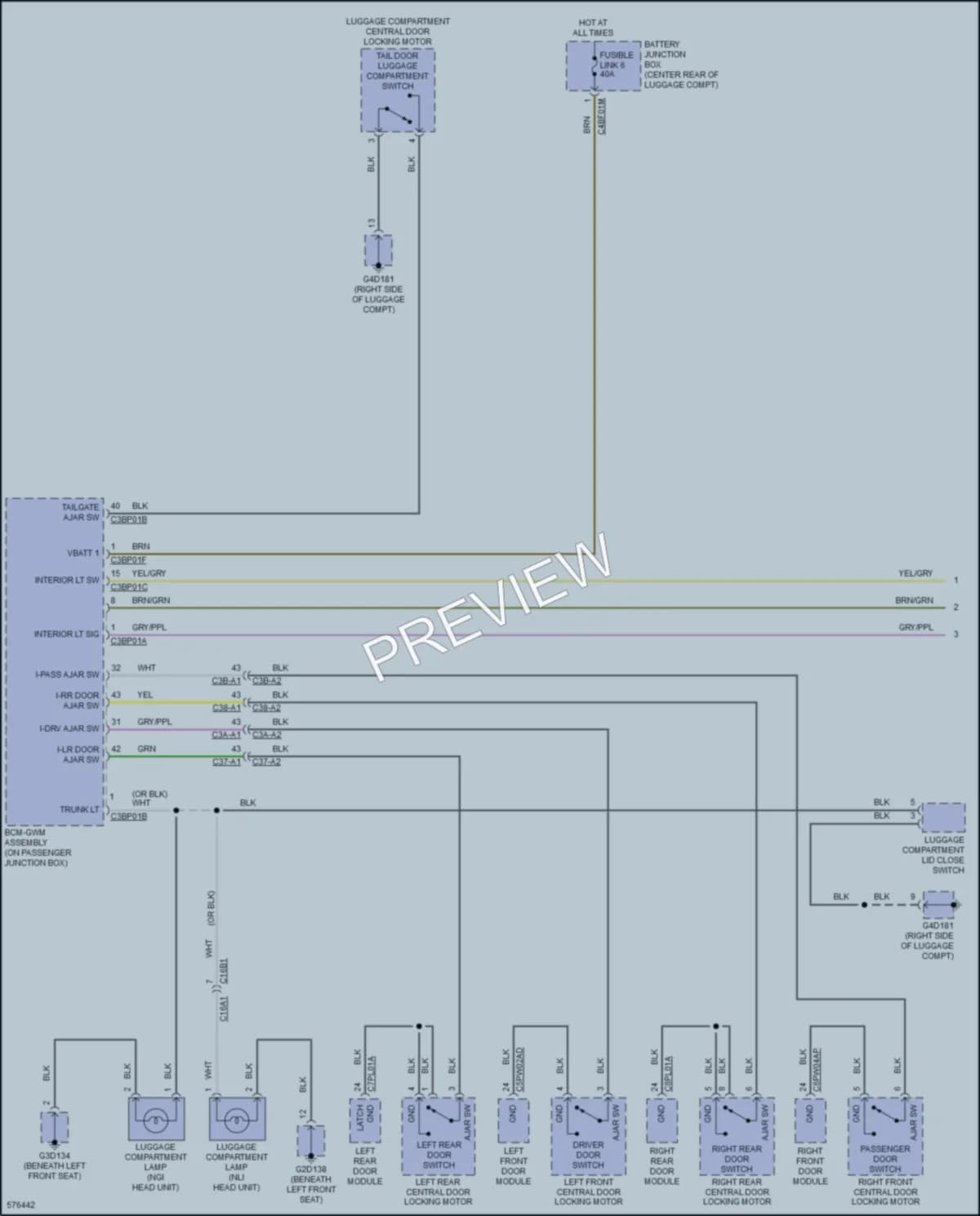 2018 Jaguar XE Interior Lights wiring diagram preview