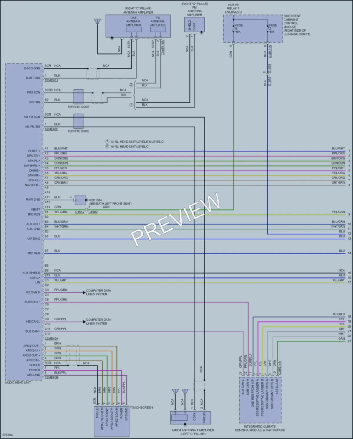 2018 Jaguar XE Radio wiring diagram preview
