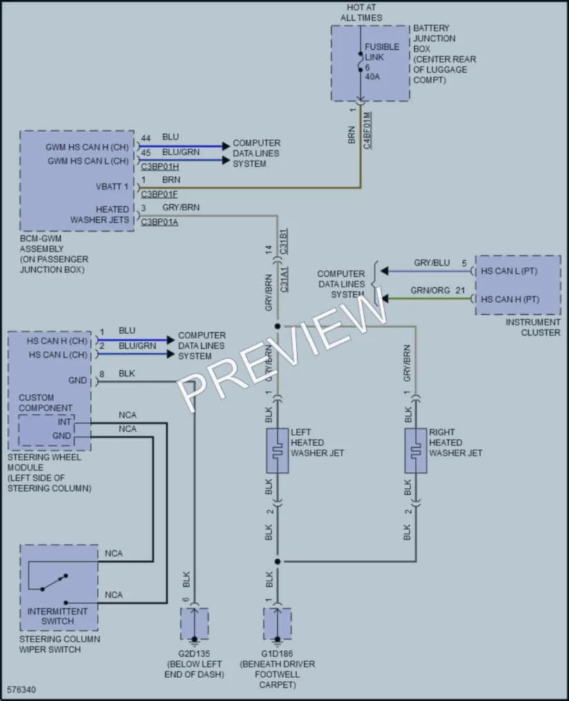 2018 Jaguar XE Wiper Washer wiring diagram preview