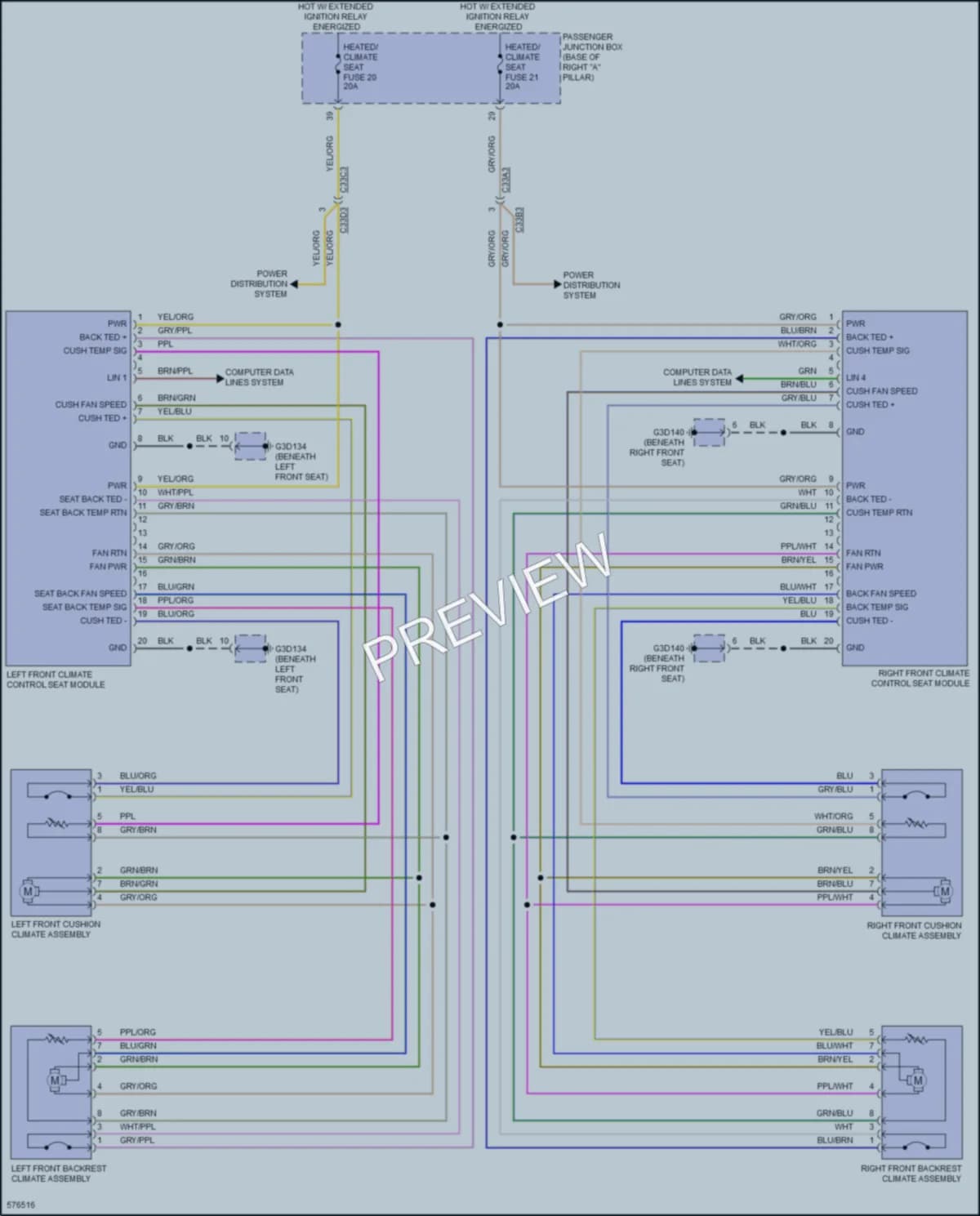 2018 Jaguar XF Power Seats wiring diagram preview