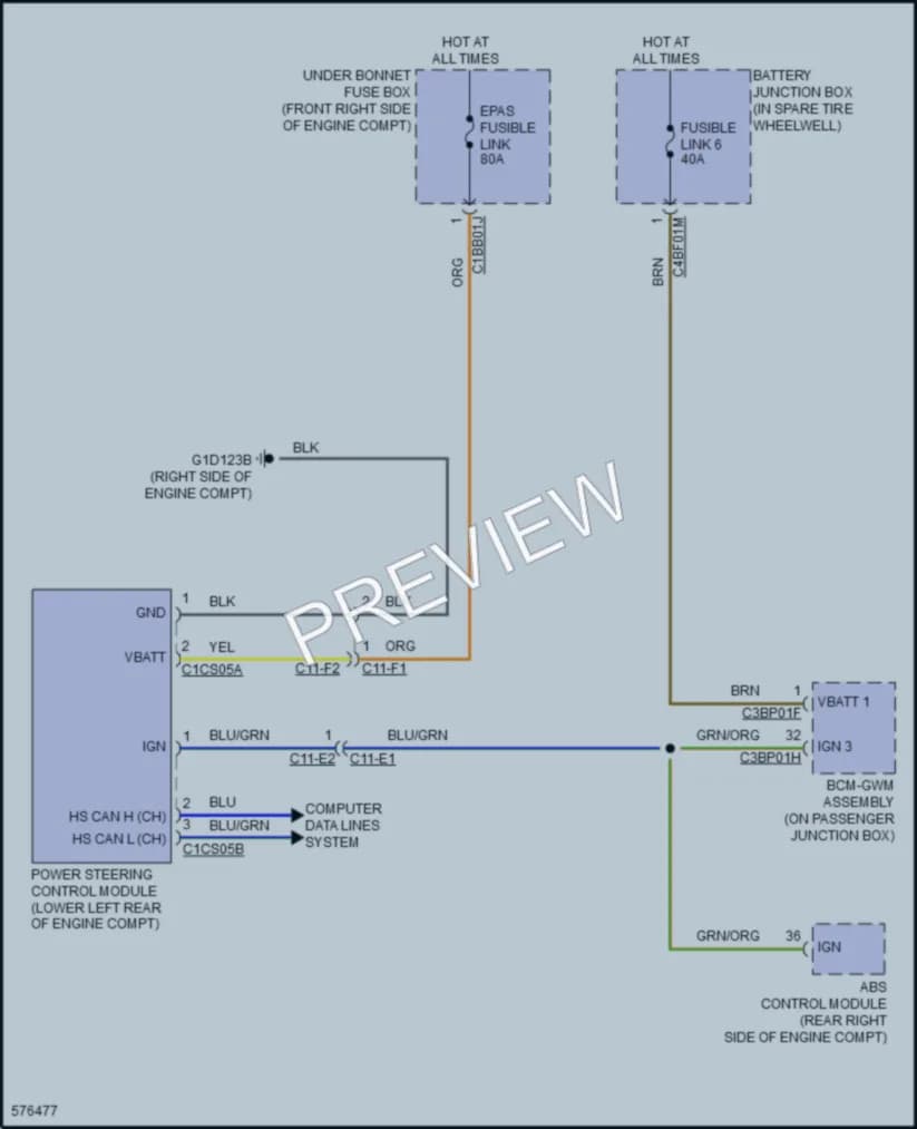 2018 Jaguar XFSportbrake Electronic Power Steering wiring diagram preview