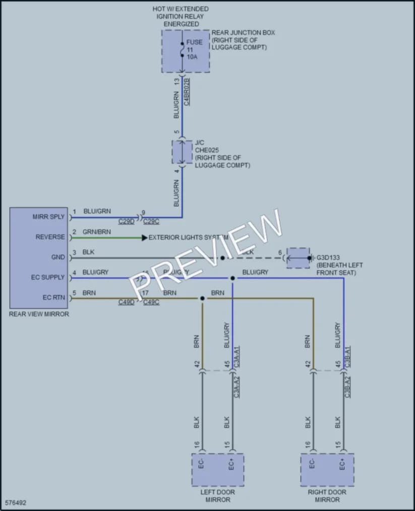 2018 Jaguar XFSportbrake Power Mirrors wiring diagram preview