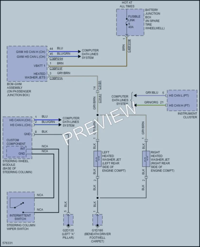 2018 Jaguar XFSportbrake Wiper Washer wiring diagram preview