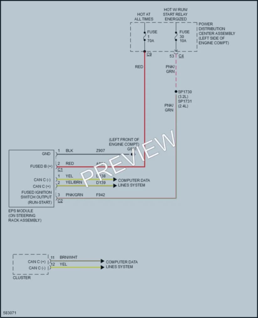2018 Jeep Cherokee Electronic Power Steering wiring diagram preview