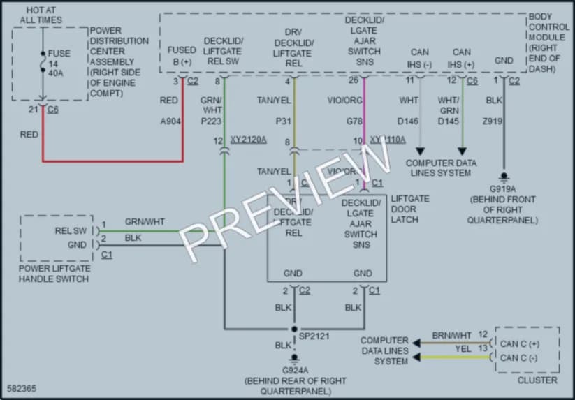 2018 Jeep GrandCherokee Trunk Tailgate Fuel Door wiring diagram preview