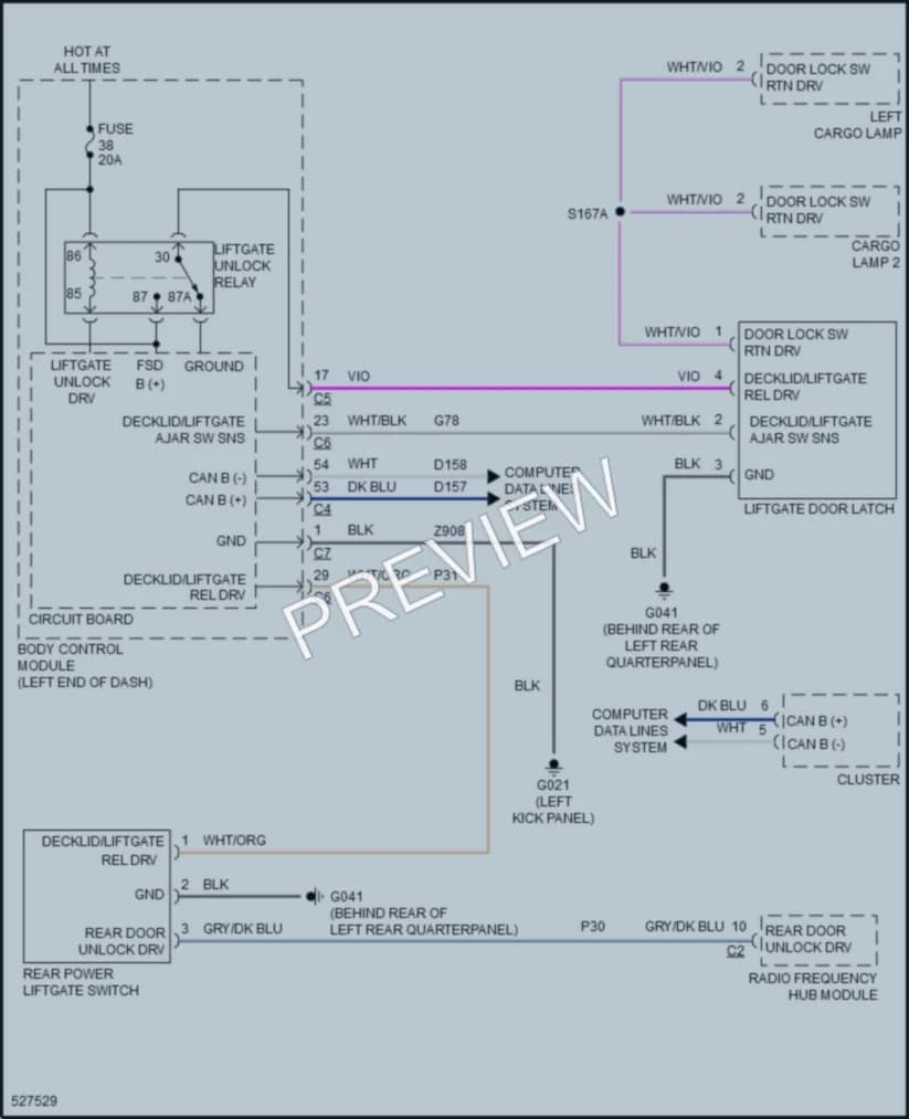 2018 Jeep Renegade Trunk Tailgate Fuel Door wiring diagram preview