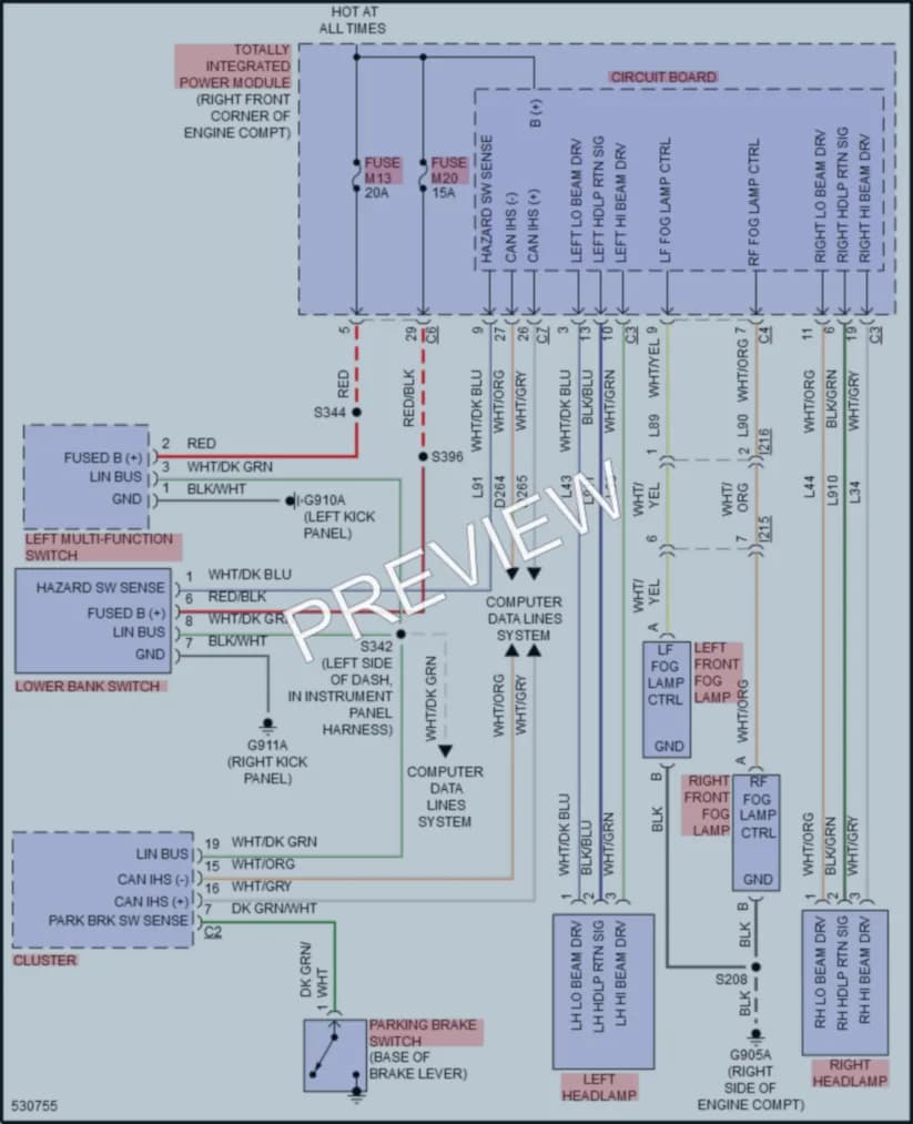 2018 Jeep WranglerJK Headlights wiring diagram preview