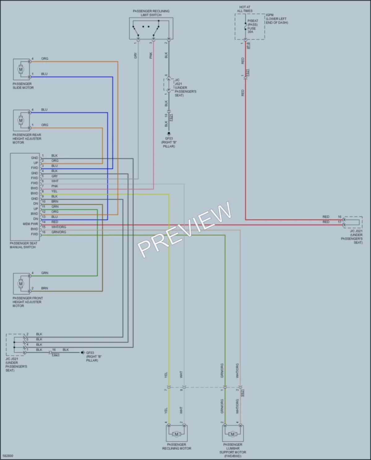 2018 Kia Cadenza Power Seats wiring diagram preview