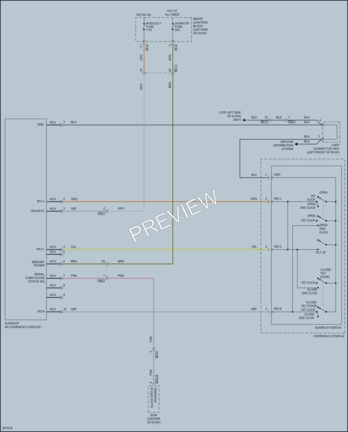 2018 Kia Forte Power Top Sunroof wiring diagram preview