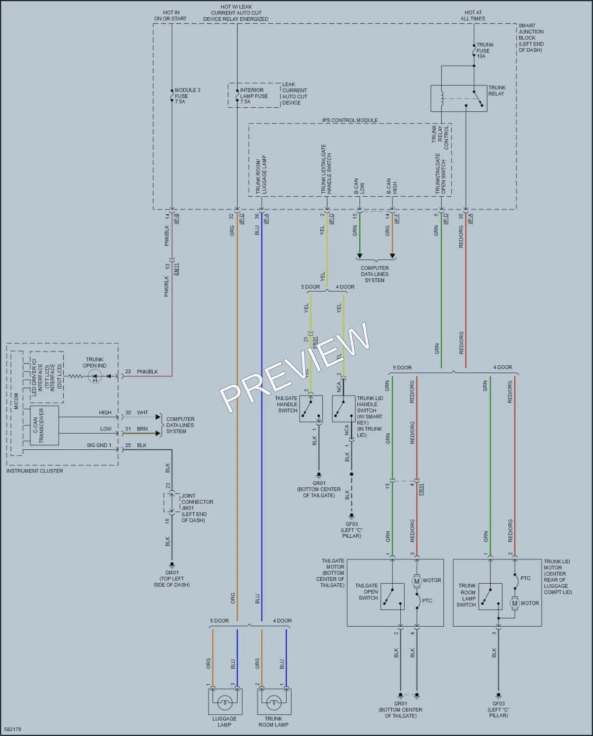 2018 Kia Forte5 Trunk Tailgate Fuel Door wiring diagram preview