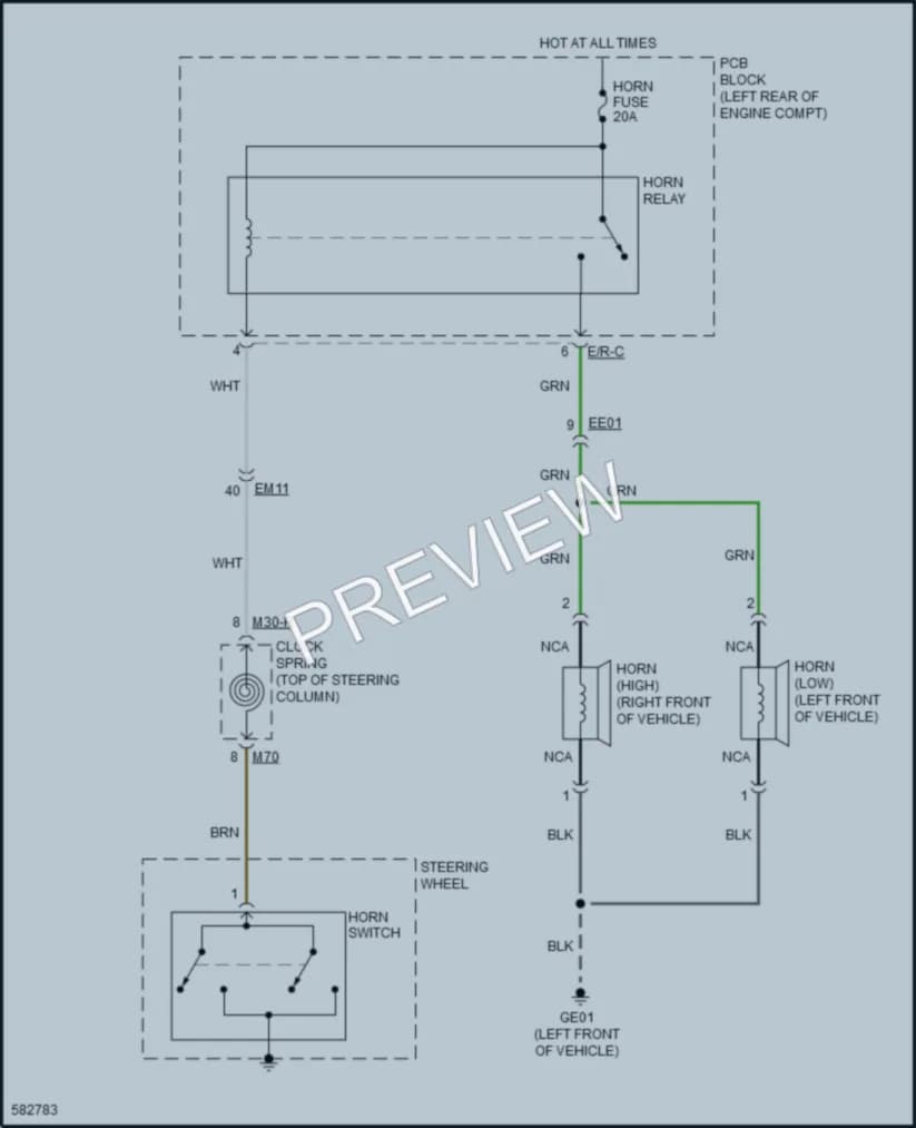2018 Kia Niro Horn wiring diagram preview
