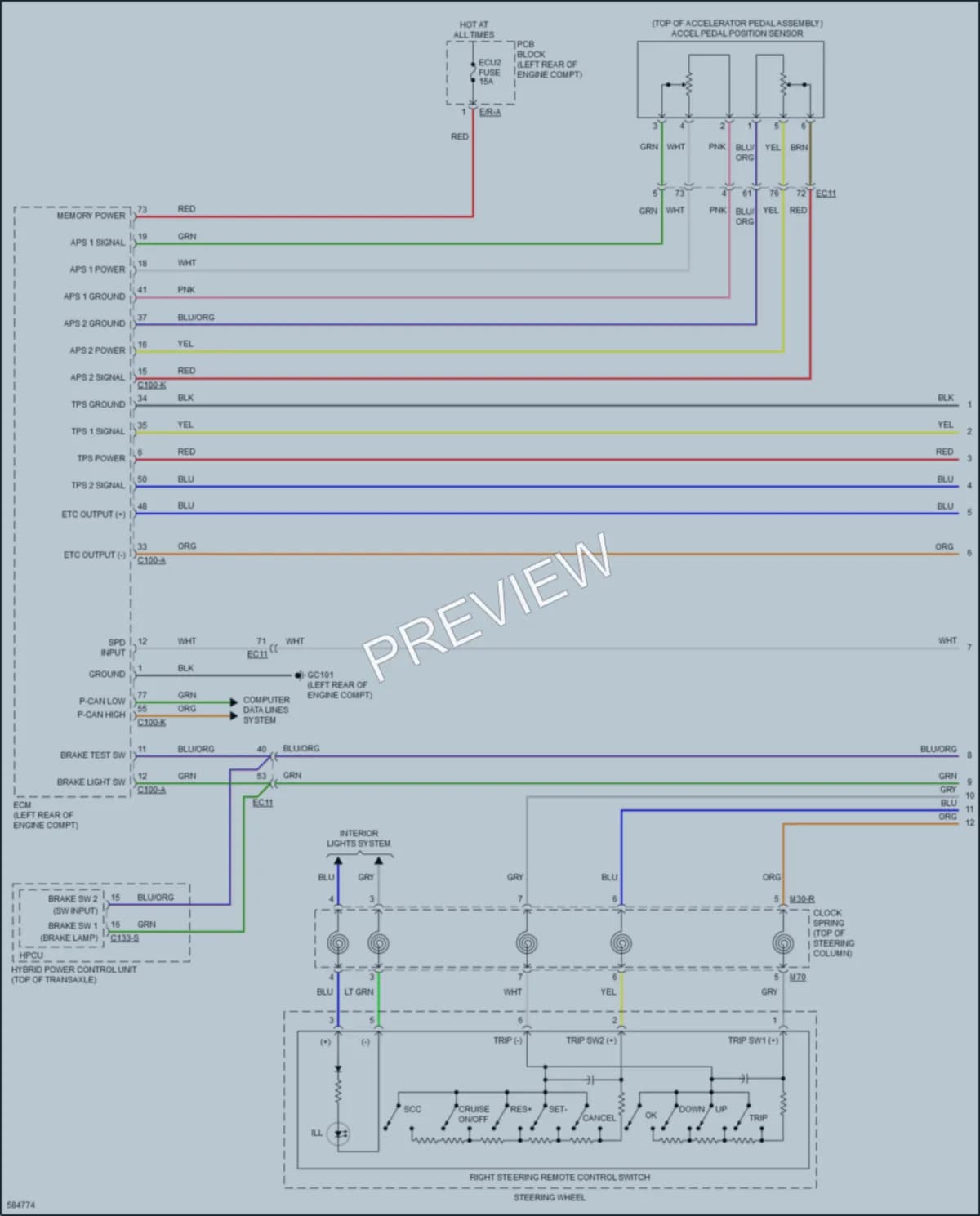 2018 Kia NiroPlugIn Cruise Control wiring diagram preview