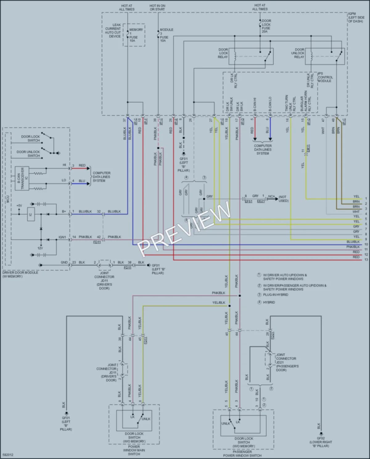 2018 Kia NiroPlugIn Power Door Locks wiring diagram preview