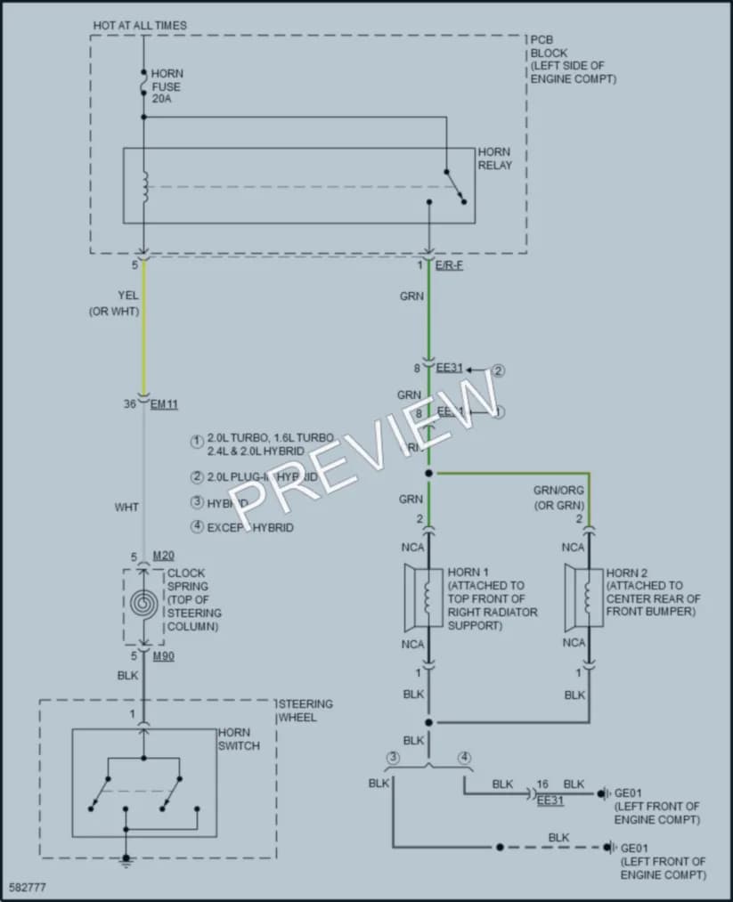 2018 Kia OptimaHybrid Horn wiring diagram preview