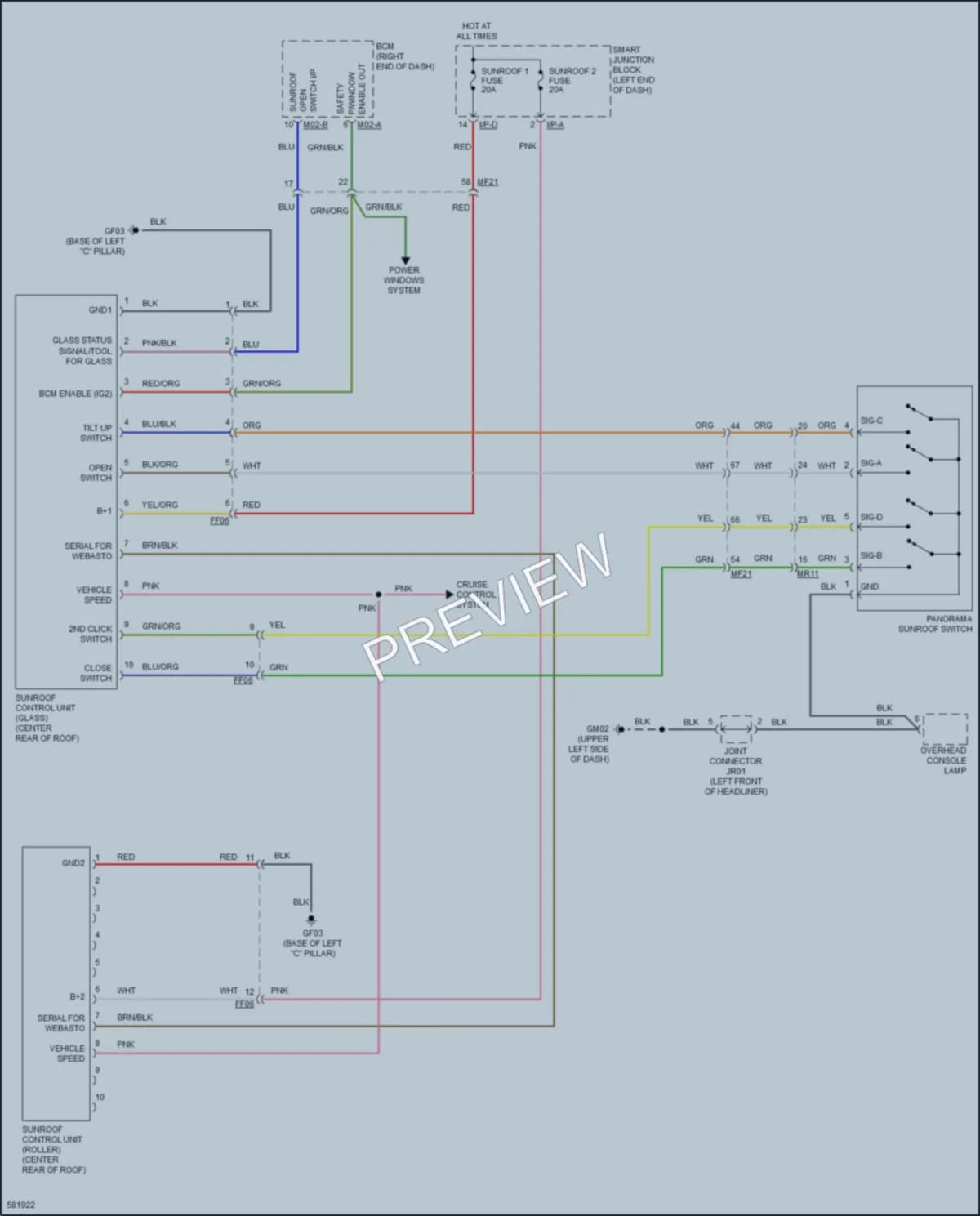 2018 Kia OptimaHybrid Power Top Sunroof wiring diagram preview