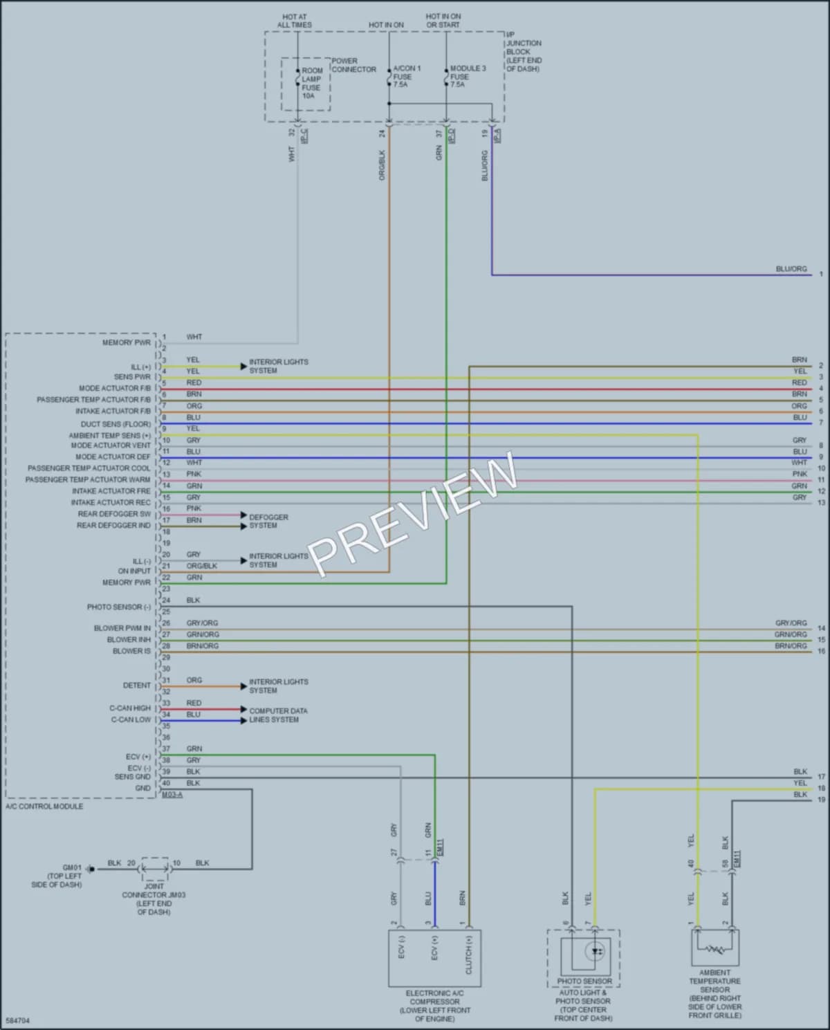 2018 Kia Rio Air Conditioning wiring diagram preview