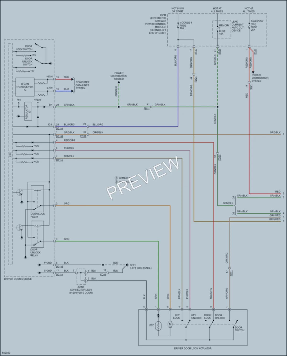 2018 Kia Sorento Power Door Locks wiring diagram preview