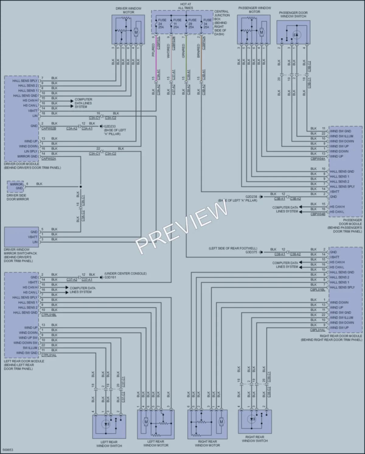 2018 LandRover Discovery Power Windows wiring diagram preview