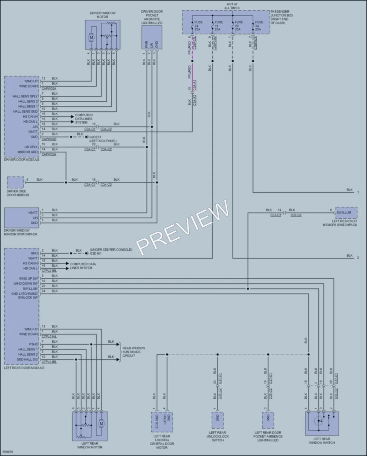 2018 LandRover RangeRover Power Windows wiring diagram preview