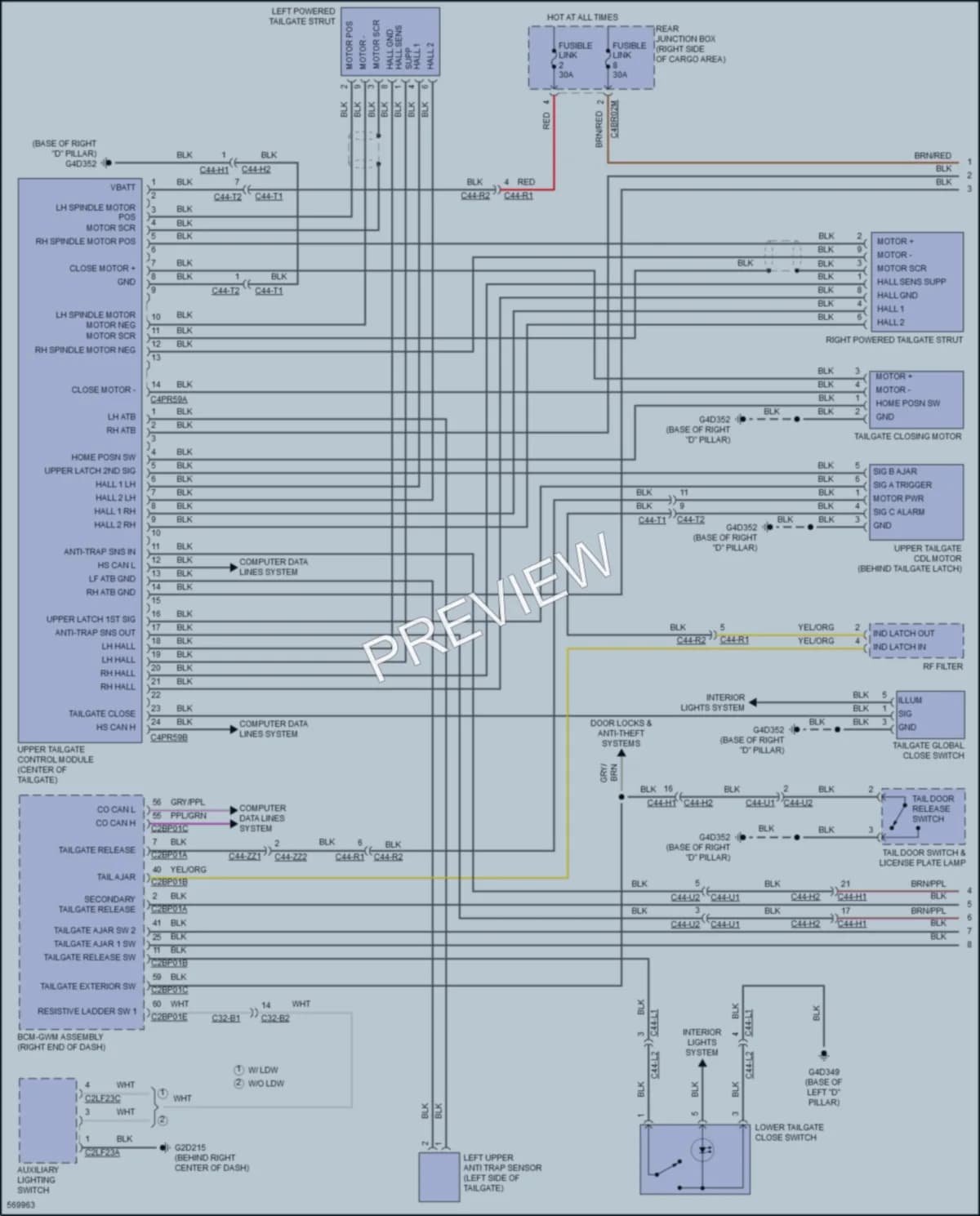 2018 LandRover RangeRover Trunk Tailgate Fuel Door wiring diagram preview