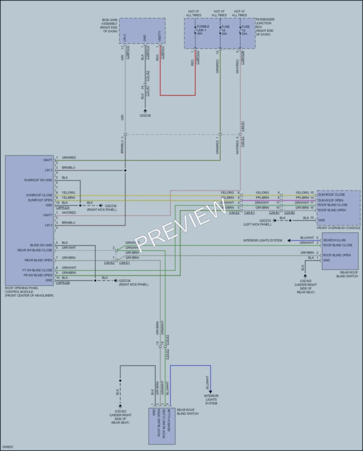 2018 LandRover RangeRoverSport Power Top Sunroof wiring diagram preview