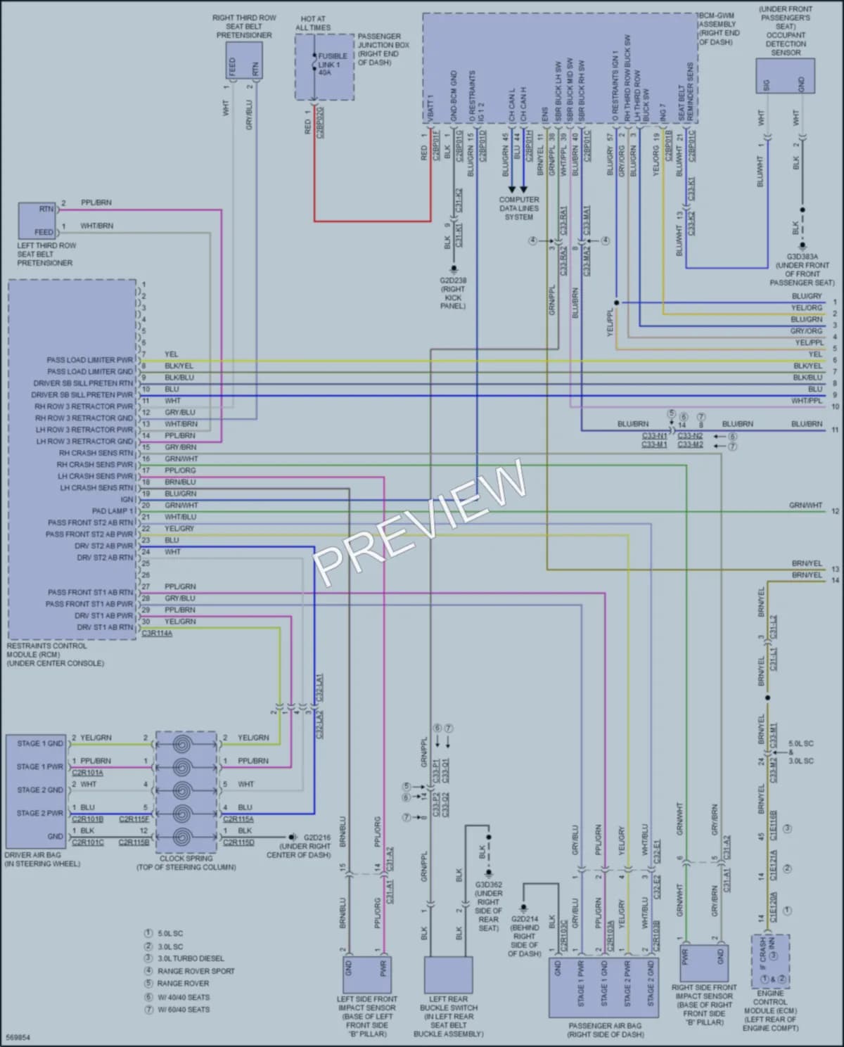 2018 LandRover RangeRoverSport Supplemental Restraints wiring diagram preview