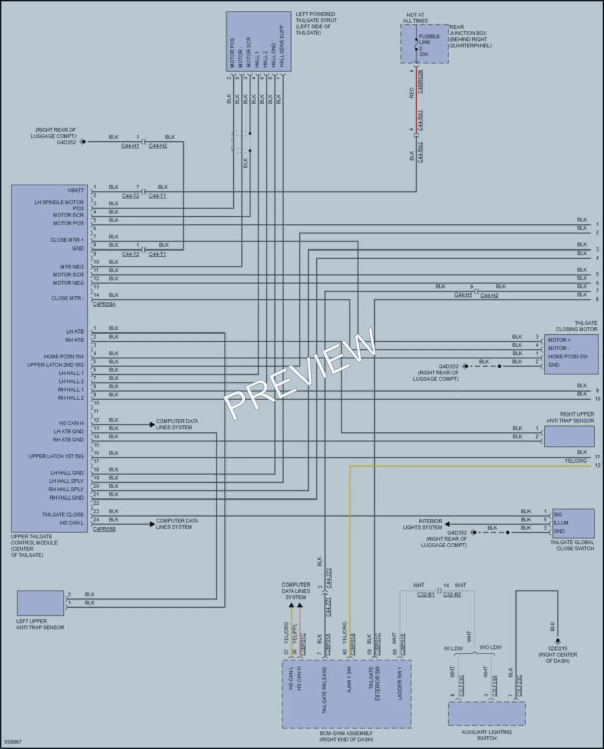2018 LandRover RangeRoverSport Trunk Tailgate Fuel Door wiring diagram preview