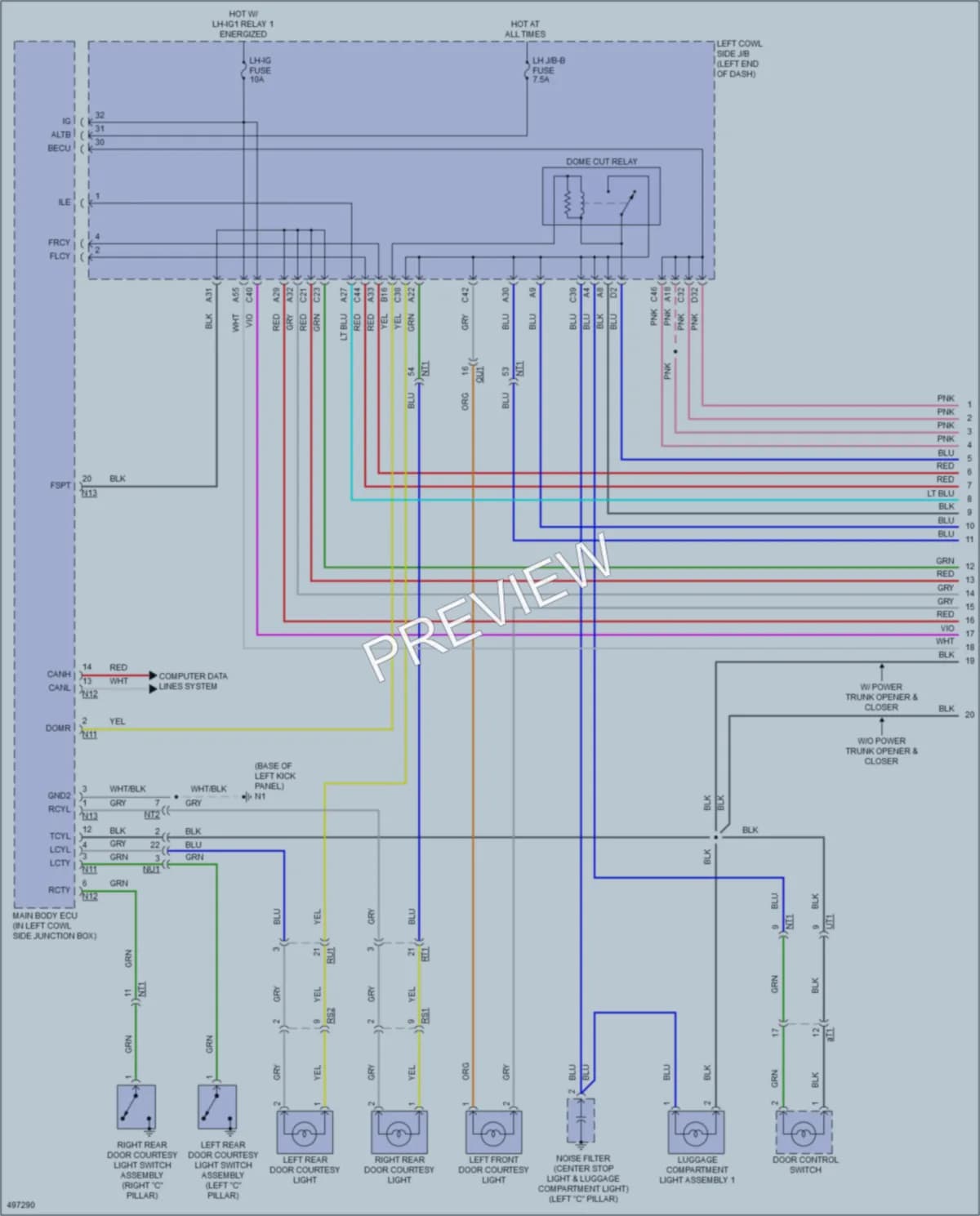2018 Lexus GS450h Interior Lights wiring diagram preview