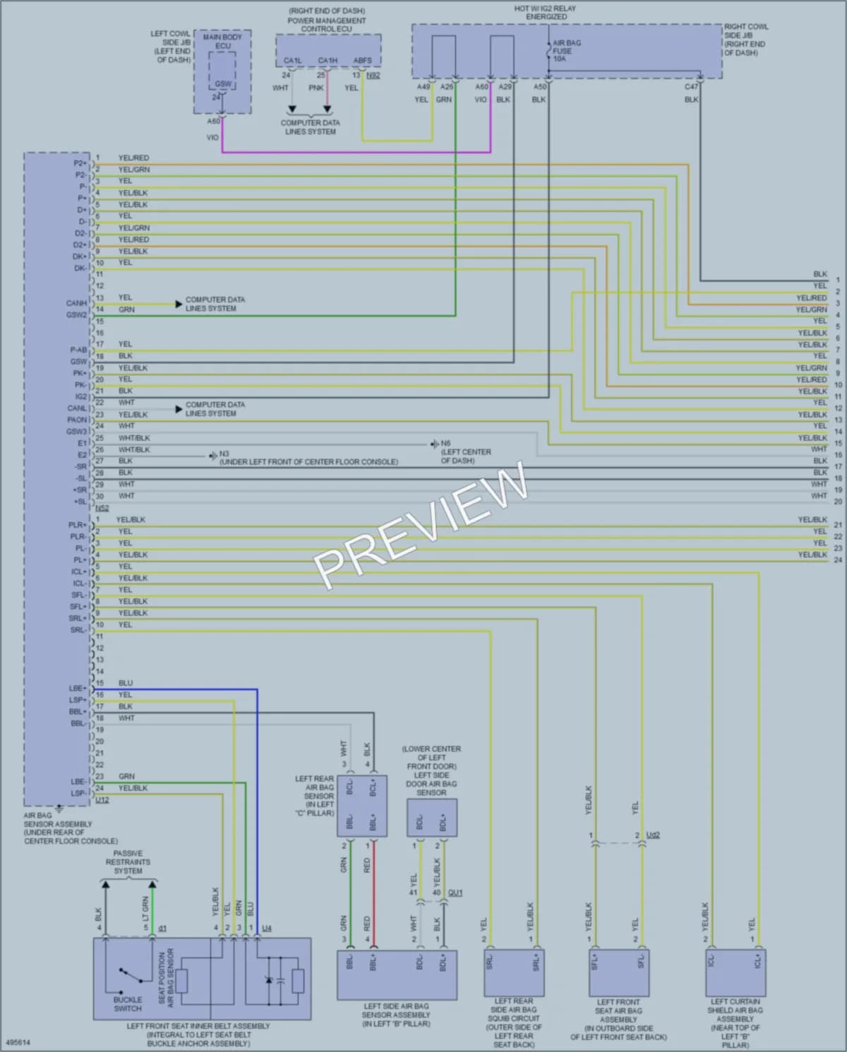 2018 Lexus GS450h Supplemental Restraints wiring diagram preview