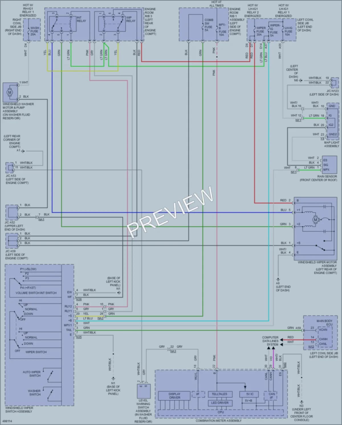 2018 Lexus GS450h Wiper Washer wiring diagram preview