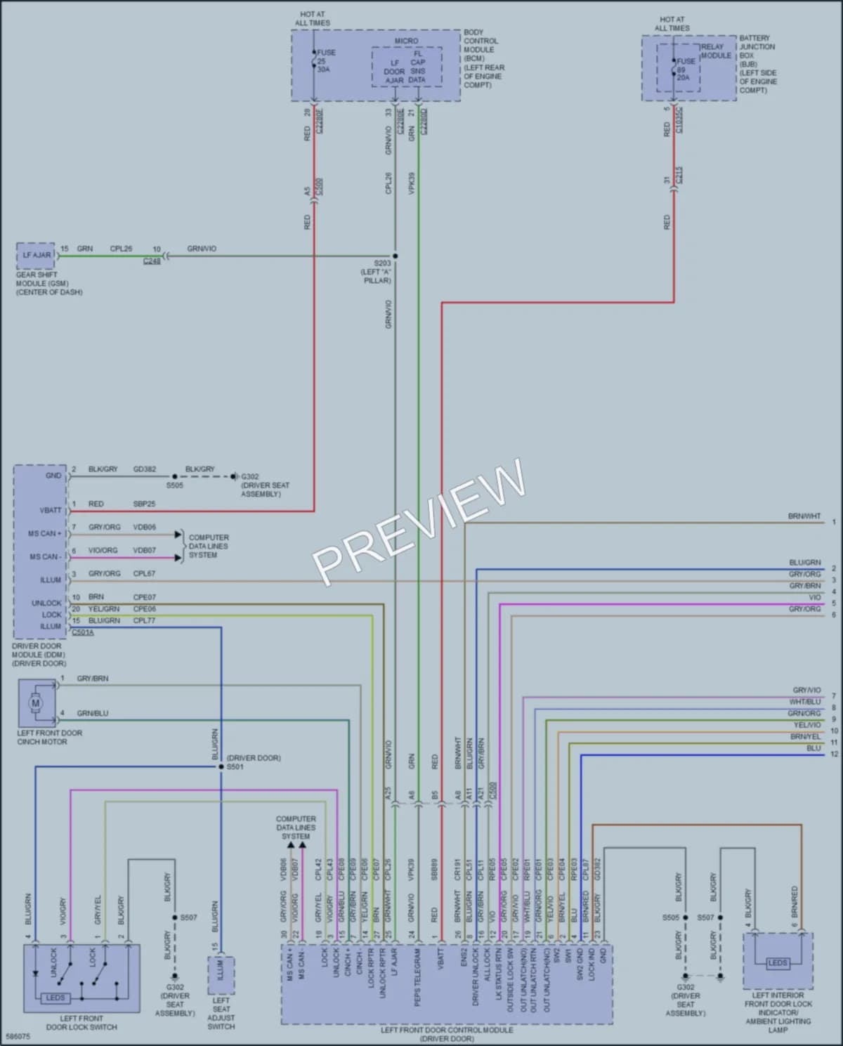 2018 Lincoln Continental Power Door Locks wiring diagram preview