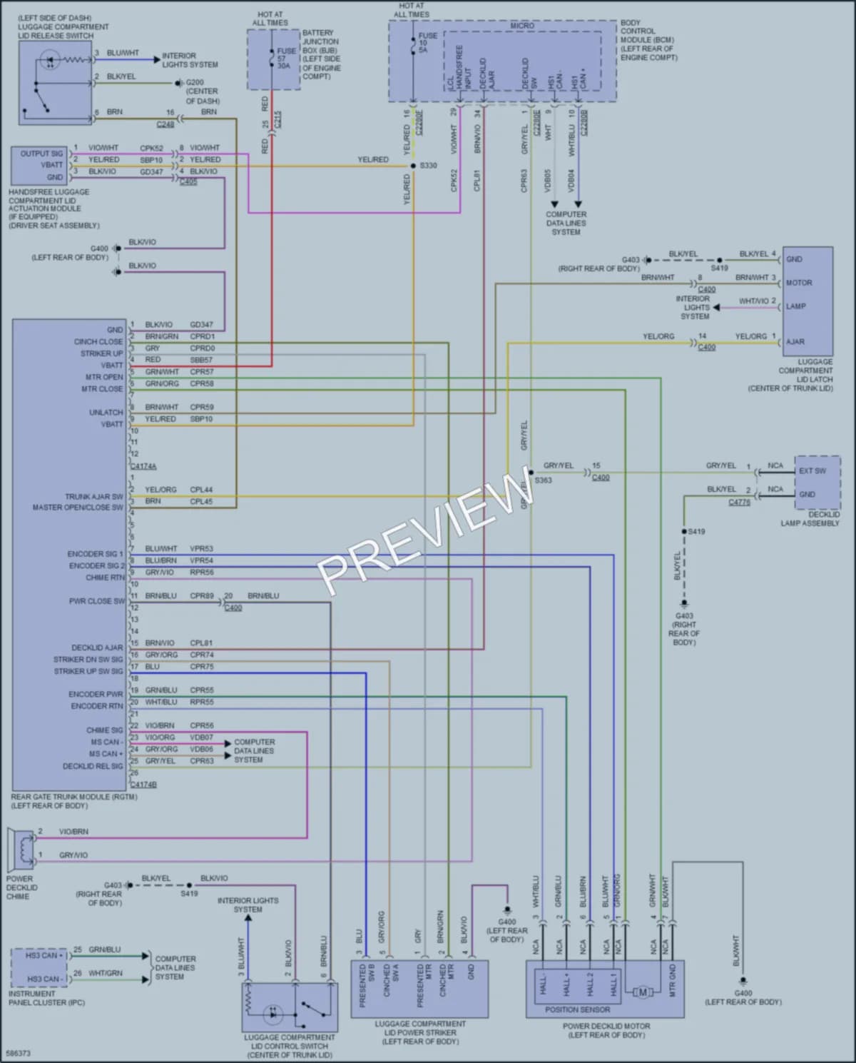 2018 Lincoln Continental Trunk Tailgate Fuel Door wiring diagram preview