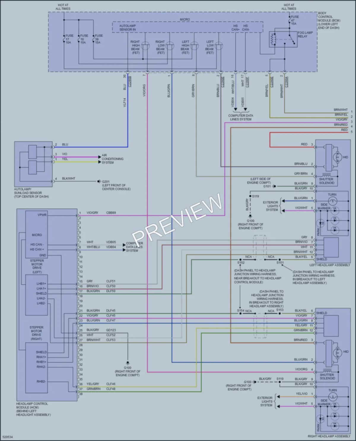 2018 Lincoln MKT Headlights wiring diagram preview