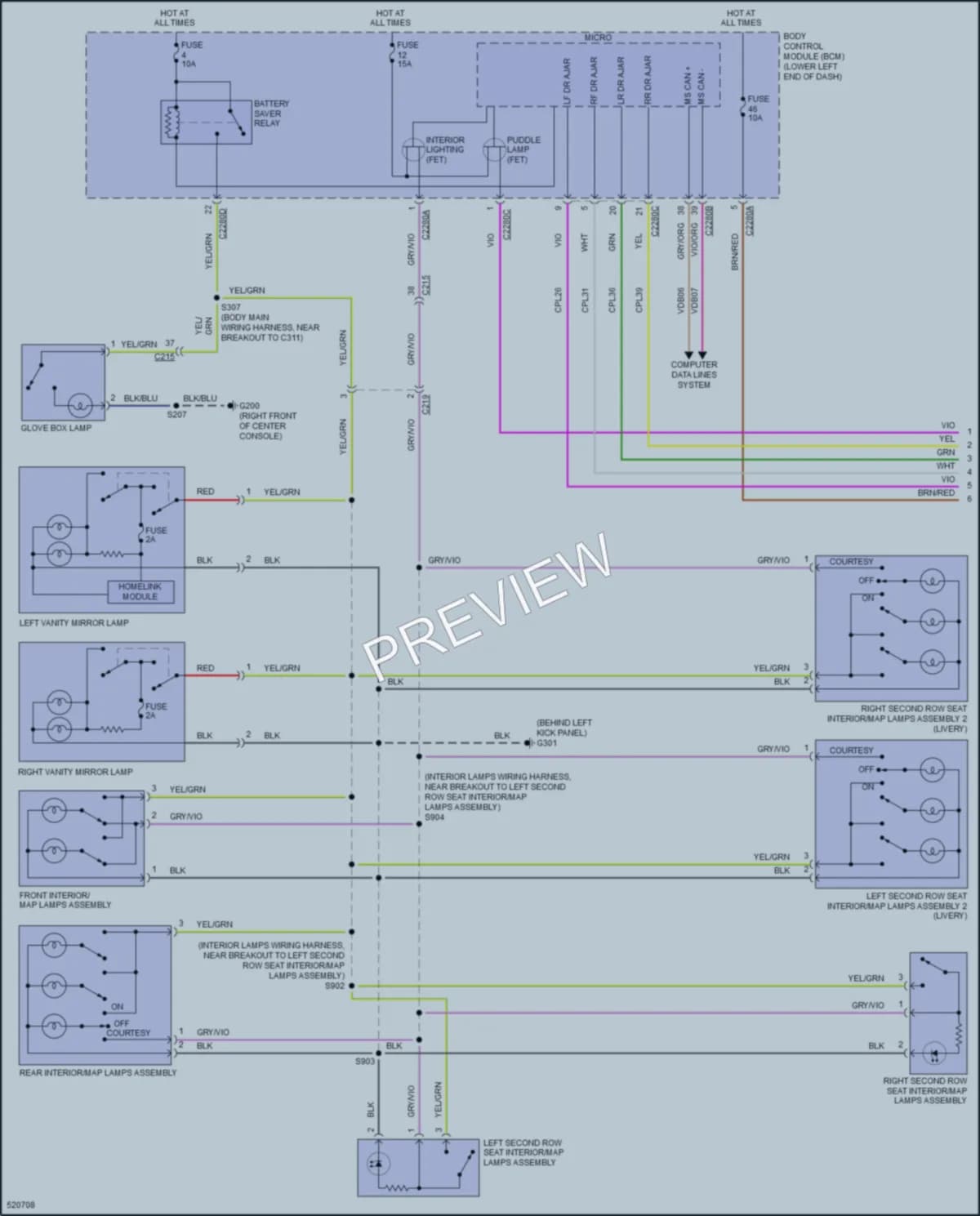 2018 Lincoln MKT Interior Lights wiring diagram preview