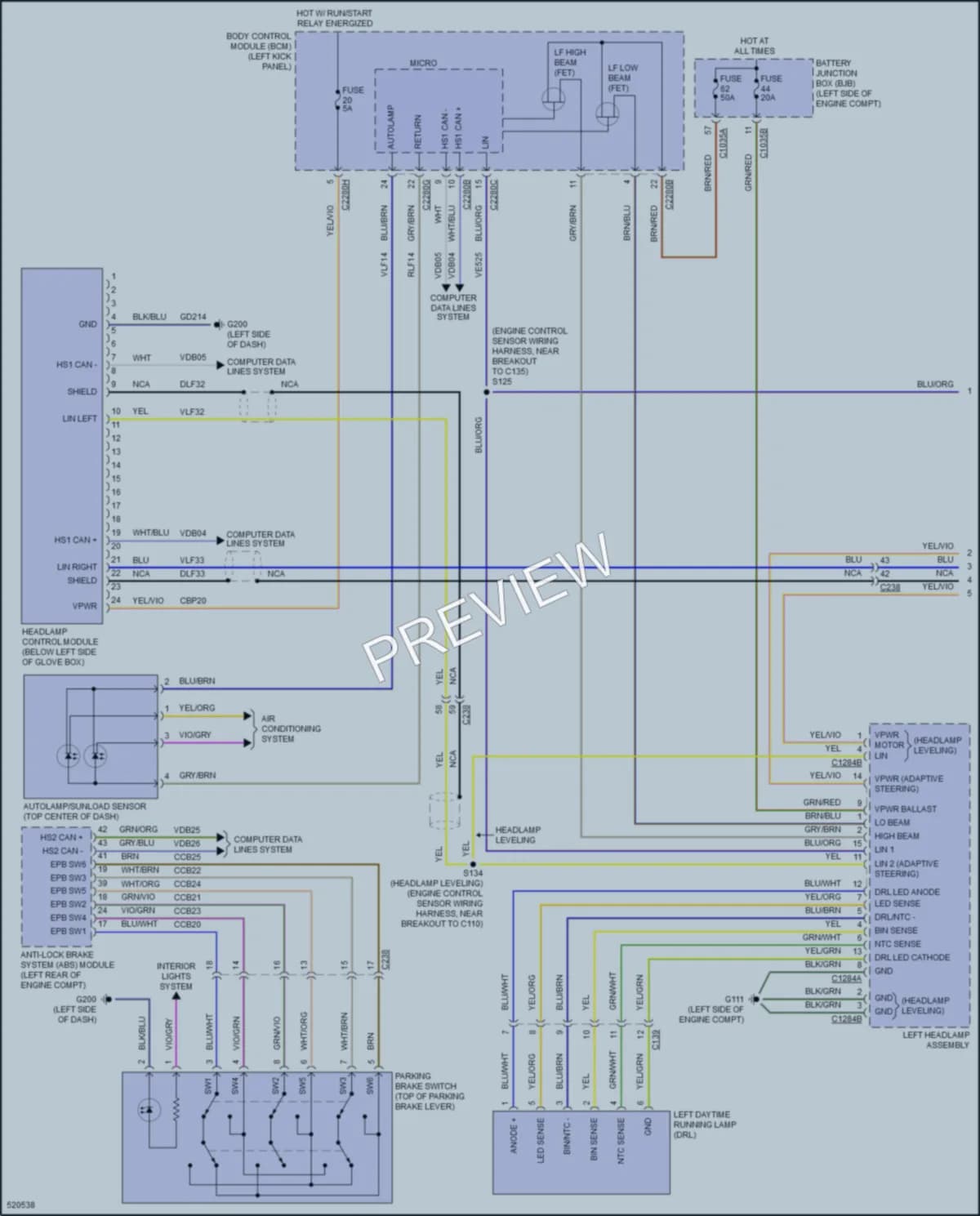 2018 Lincoln MKX Headlights wiring diagram preview