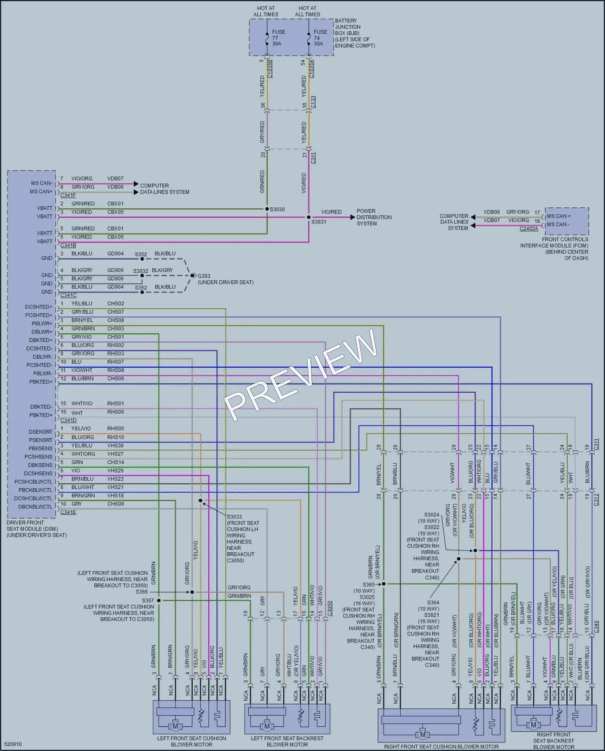 2018 Lincoln MKX Power Seats wiring diagram preview